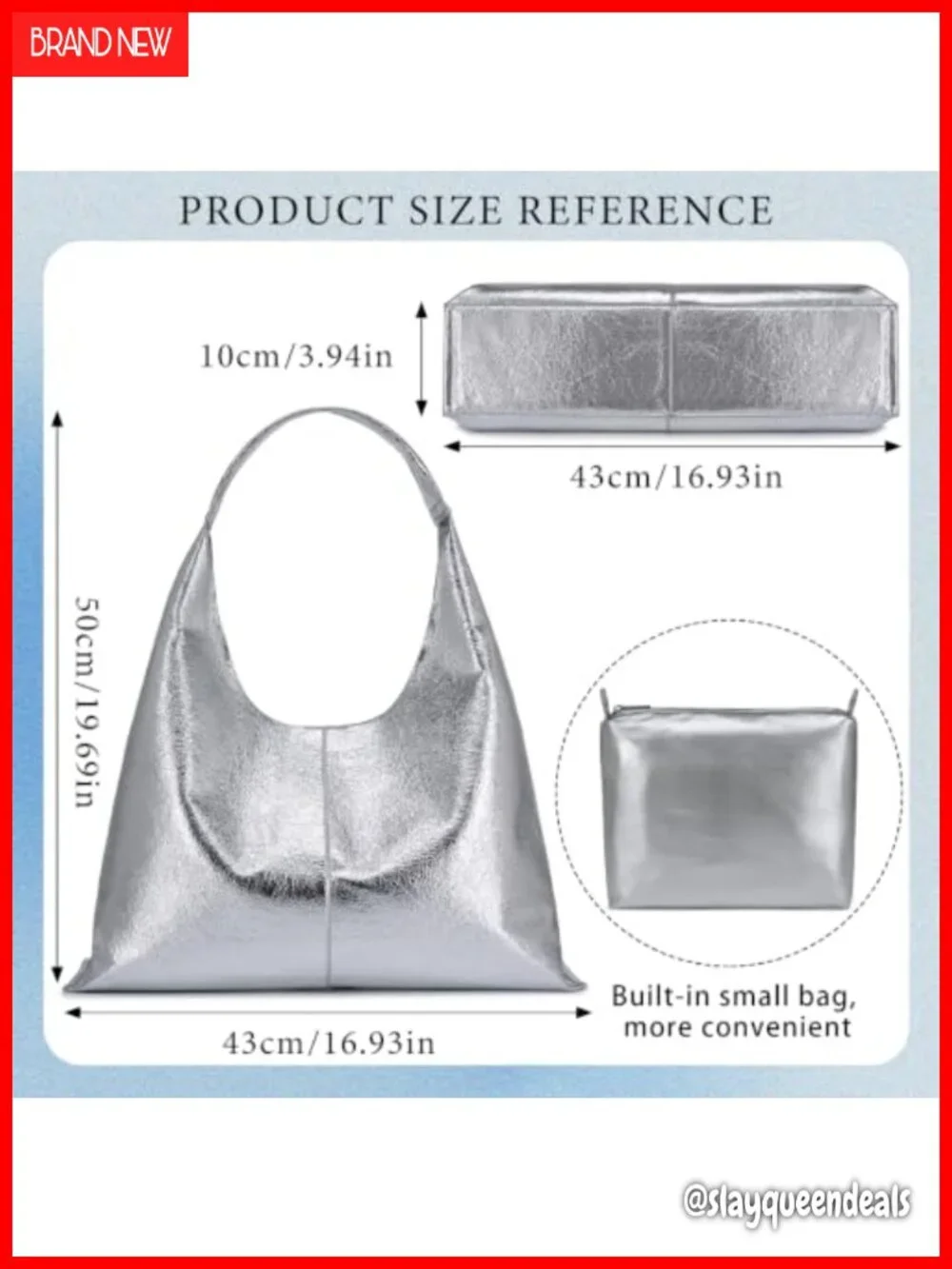 Vegan Leather Slouchy Hobo Bag Women Laptop Tote Shoulder Purse